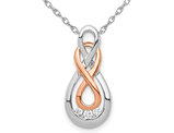 Accent Diamond Double Infinity Drop Pendant Necklace in 14K White Gold with Chain